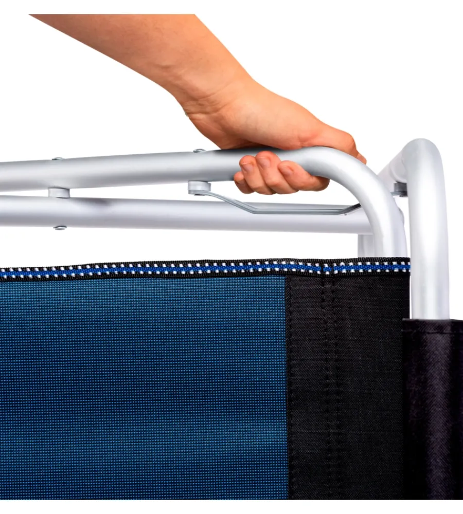 Brunner Campeggio|Sedia da campeggio "captain" in alluminio e poliestere nero e blu 48x46x45,5/81 cm