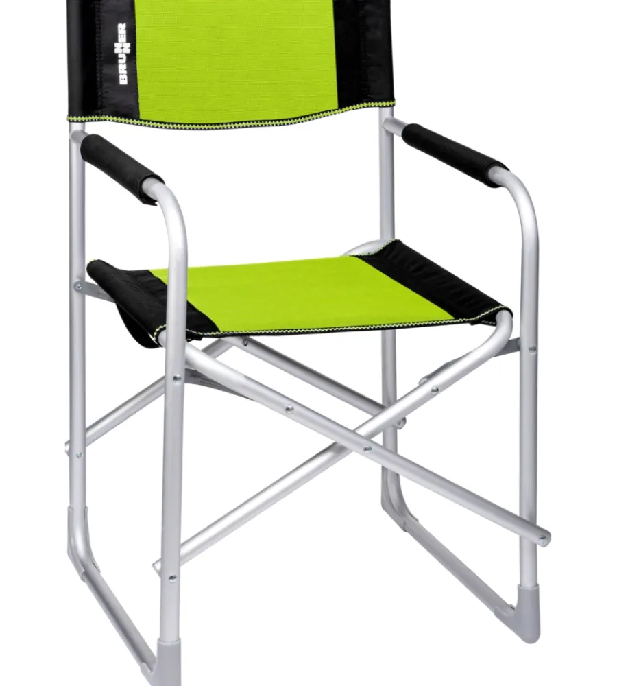 New Sedia da campeggio "captain" in alluminio e poliestere nero e verde 48x46x45,5/81 cm Campeggio