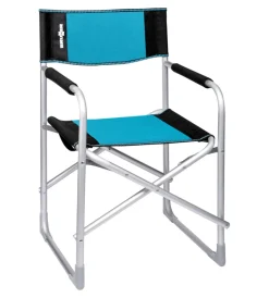 Clearance Sedia da campeggio "captain" in alluminio e poliestere nero e azzurro 48x46x45,5/81 cm Campeggio