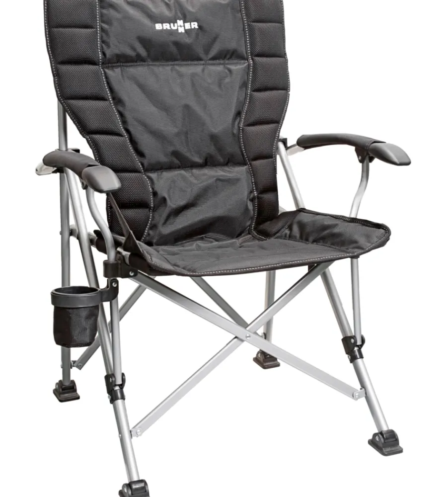 Campeggio-Brunner Sedia da campeggio "raptor ng 2.0" in acciaio e poliestere nero 51x44x48/90 cm