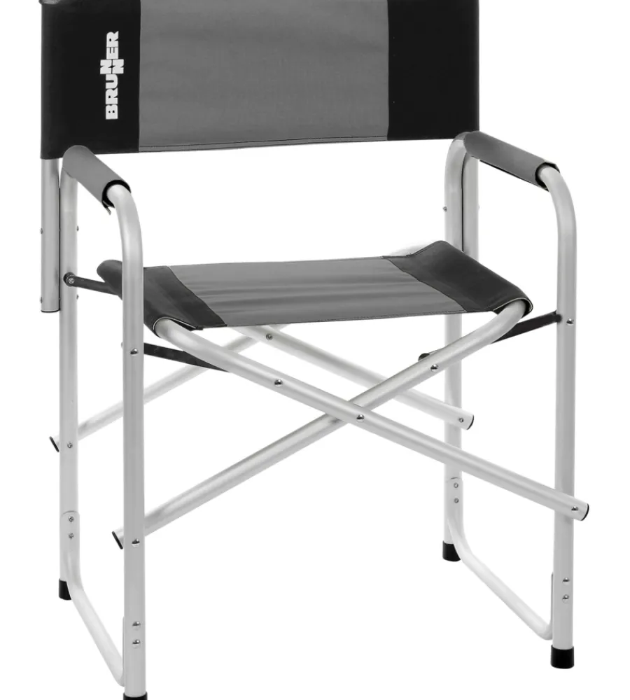 Brunner Campeggio|Sedia da campeggio "bravura" in alluminio e poliestere nero e grigio 60x47x46/83 cm