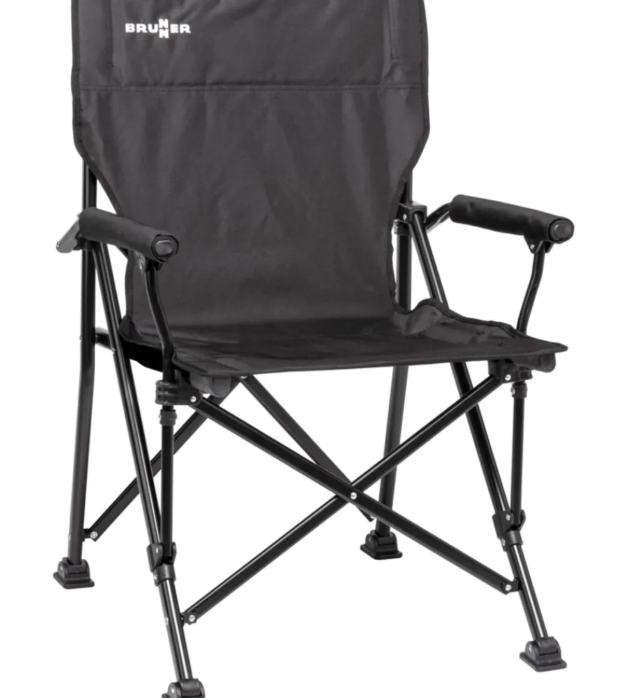 Campeggio-Brunner Sedia da campeggio "cruiser" in acciaio e poliestere nero 51x44x48/90 cm