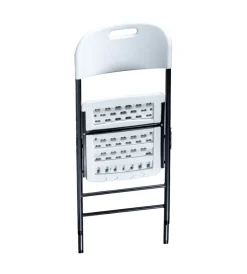 EuroGarden Campeggio|Sedia da campeggio pieghevole in polietilene bianco 53x46x87 cm