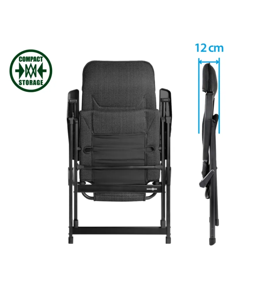 Campeggio-Brunner Sedia da campeggio reclinabile "rebel pro medium" in alluminio e 3durafeel antracite 48x46x123 cm