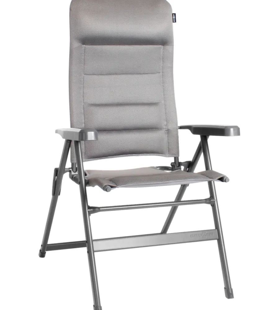 Campeggio-Brunner Sedia da campeggio reclinabile "aravel 3d medium" in alluminio e 3durafeel grigio chiaro 47x44x121 cm