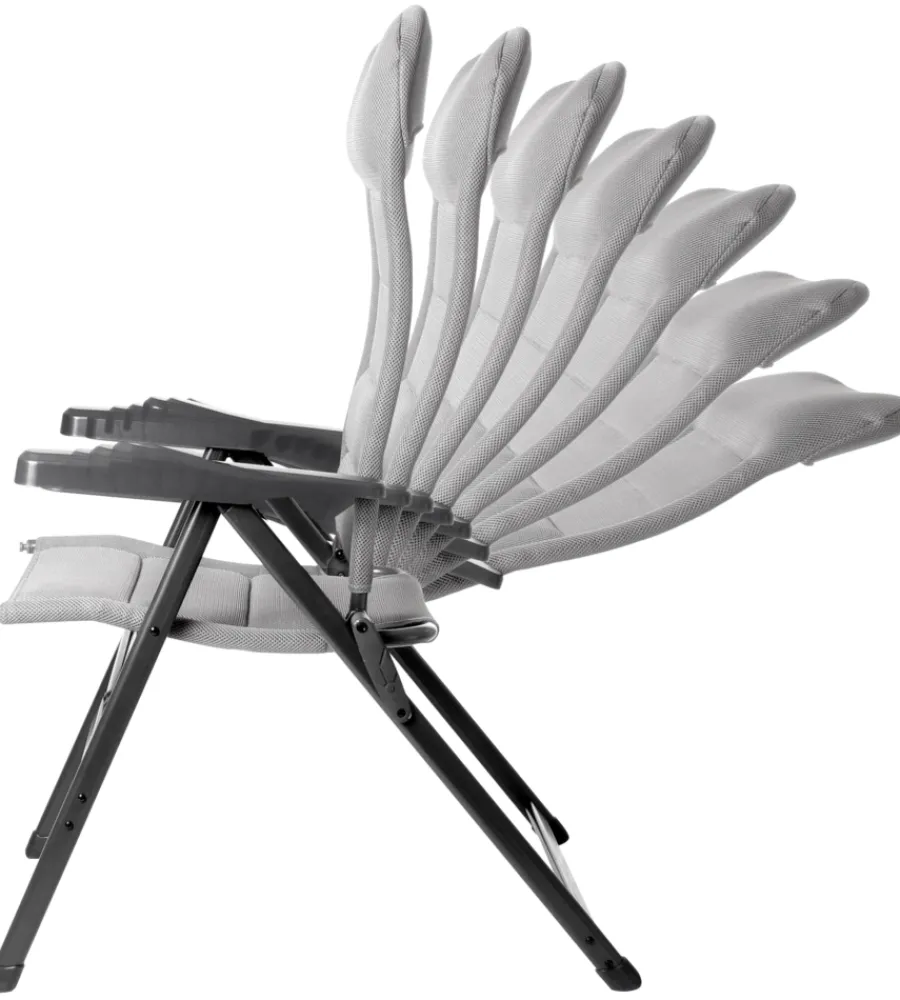 Campeggio-Brunner Sedia da campeggio reclinabile "aravel 3d medium" in alluminio e 3durafeel grigio chiaro 47x44x121 cm