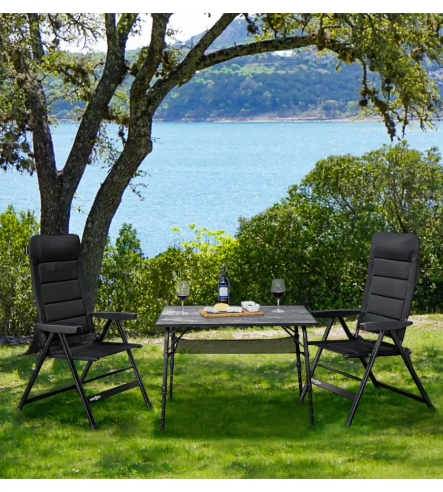 Discount Sedia da campeggio reclinabile "skye 3d" in alluminio e 3durafeel nero 47x41x122 cm Campeggio