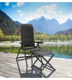 Campeggio-Brunner Sedia da campeggio reclinabile "rebel pro small" in alluminio e 3durafeel antracite 46x44x117,5 cm