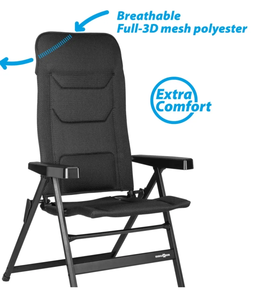 Campeggio-Brunner Sedia da campeggio reclinabile "rebel pro small" in alluminio e 3durafeel antracite 46x44x117,5 cm