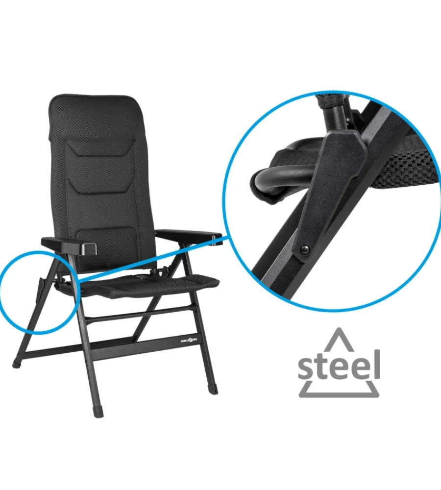 Campeggio-Brunner Sedia da campeggio reclinabile "rebel pro small" in alluminio e 3durafeel antracite 46x44x117,5 cm