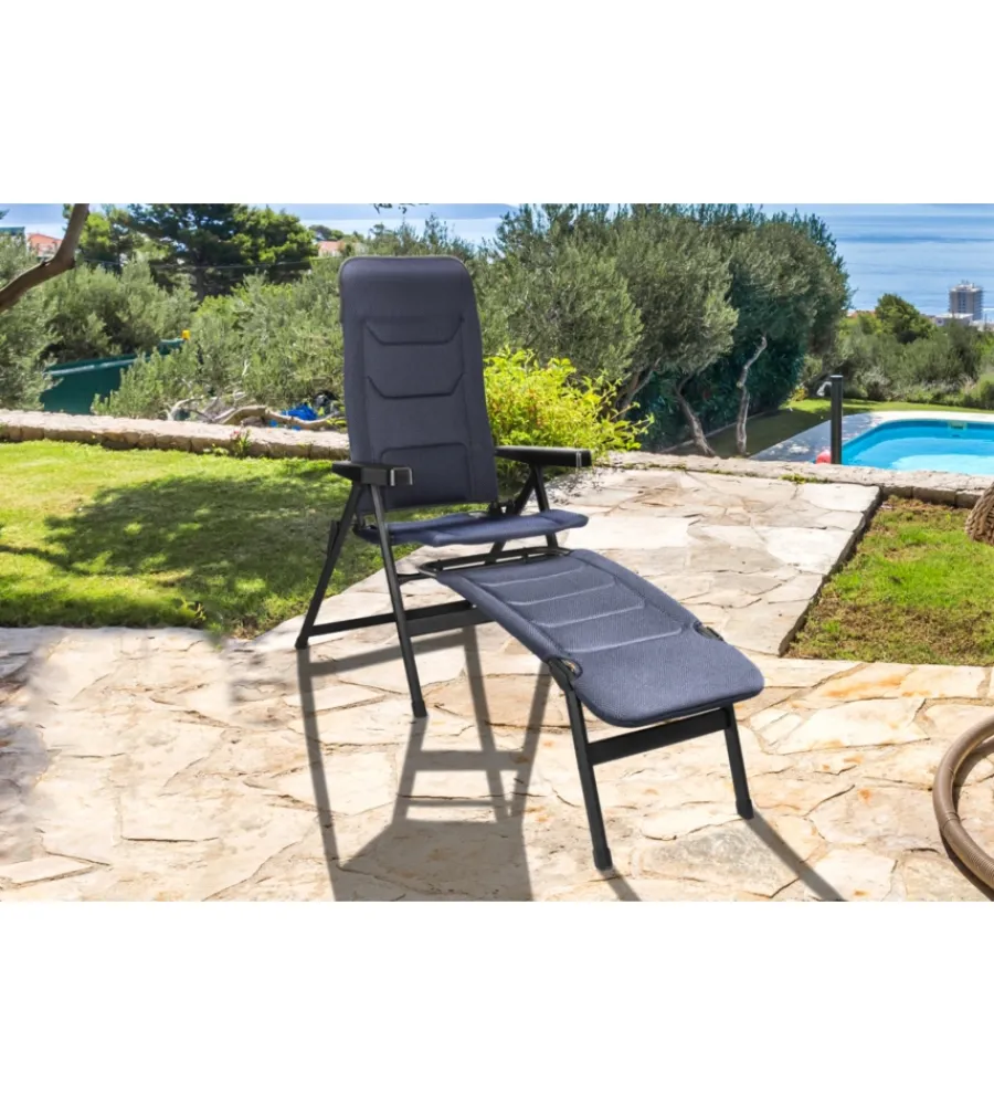 Brunner Campeggio|Sedia da campeggio reclinabile "rebel pro small" in alluminio e 3durafeel blu 46x44x117,5 cm