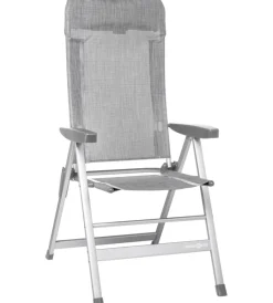 Brunner Campeggio|Sedia da campeggio reclinabile "skye" in alluminio e syntex plus grigio chiaro 46,5x42x124 cm
