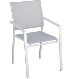 Clearance Sedia da esterno con braccioli solaria "zara" in alluminio bianco e grigio chiaro 54x57x89 cm Mobili Da Giardino E Accessori
