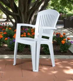 Mobili Da Giardino E Accessori|Sedia da esterno con schienale medio "comfort vega" in polipropilene bianco 58x46x90 cm