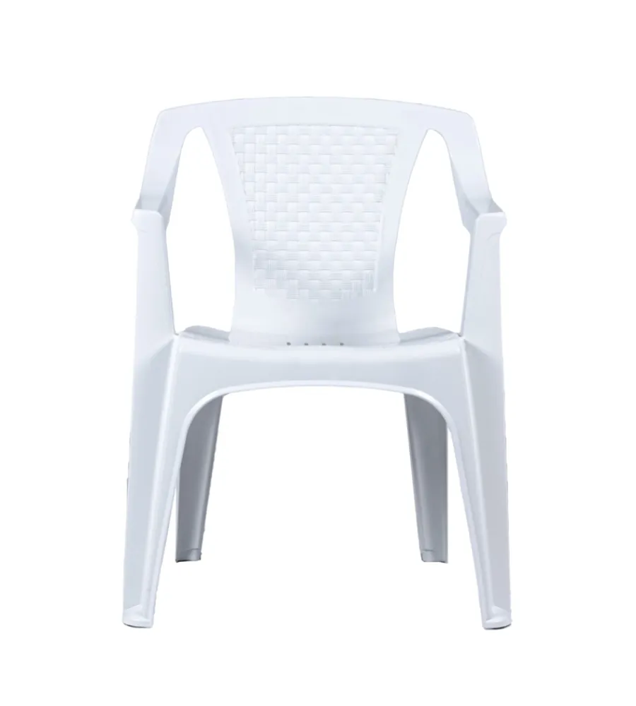 Mobili Da Giardino E Accessori- Sedia da esterno con schienale basso "luna" in polipropilene bianco 56x52x77 cm