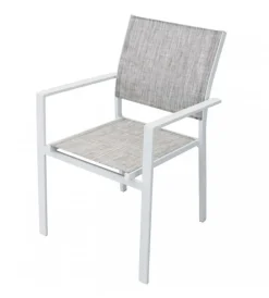Hot Sedia da esterno elica garden "jamaica" in alluminio e textilene bianco e grigio chiaro 55x58x85 cm Mobili Da Giardino E Accessori