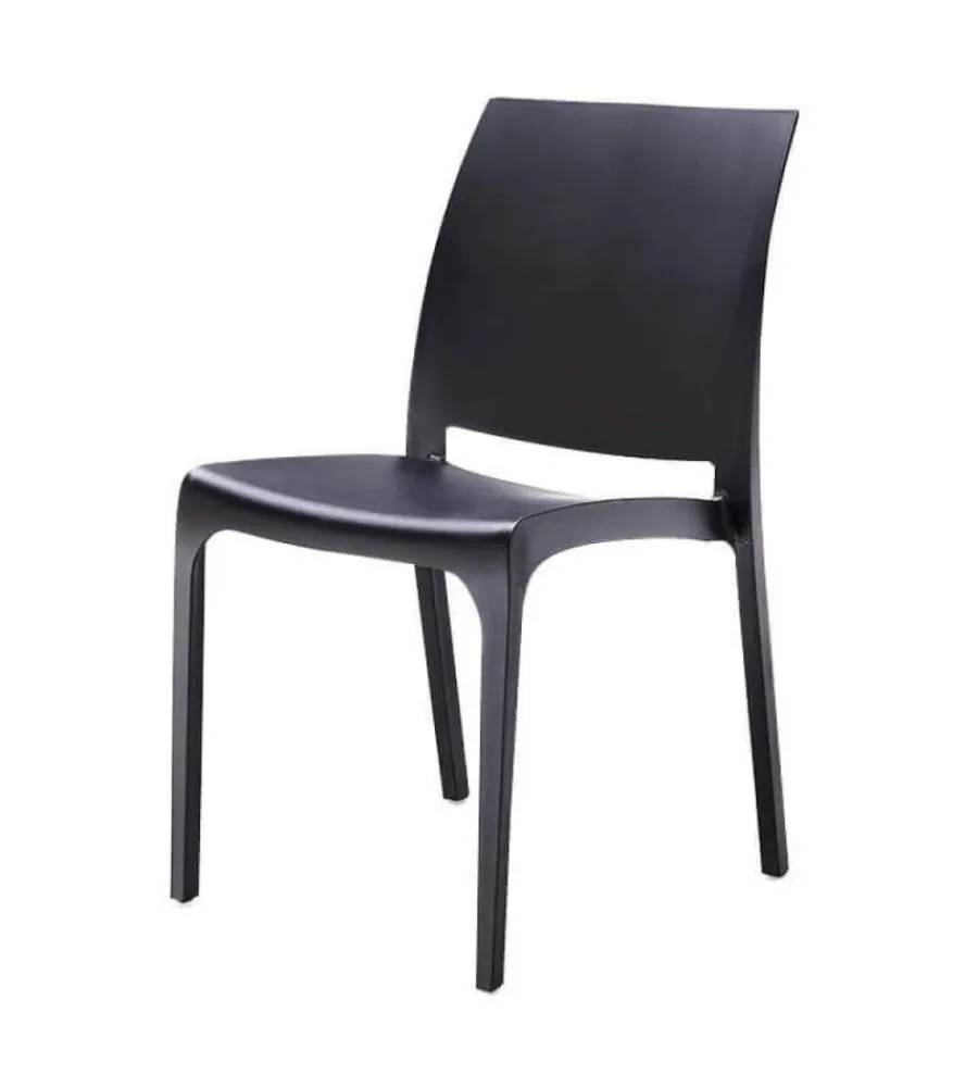 Mobili Da Giardino E Accessori- Sedia da esterno elica garden "volga" in polipropilene nero 46x54x80 cm
