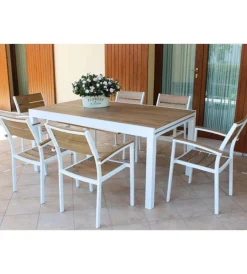 New Sedia da esterno elica garden "cayman" in alluminio e polywood bianco 54x54x84 cm Mobili Da Giardino E Accessori