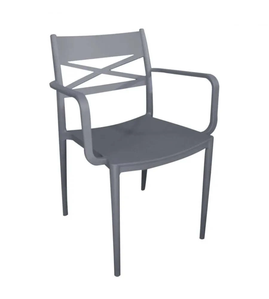 Mobili Da Giardino E Accessori- Sedia da esterno elica garden "darleen" in polipropilene grigio scuro 55x55x81 cm
