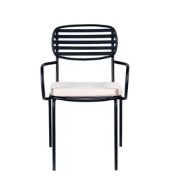 Clearance Sedia da esterno con braccioli "trieste" in metallo con cuscino beige 55x45x86 cm Mobili Da Giardino E Accessori