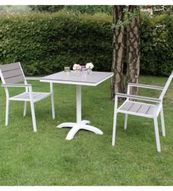 Sale Sedia da esterno impilabile elica garden "cervia" in alluminio e polywood bianco e grigio 58x46,5x87 cm Mobili Da Giardino E Accessori