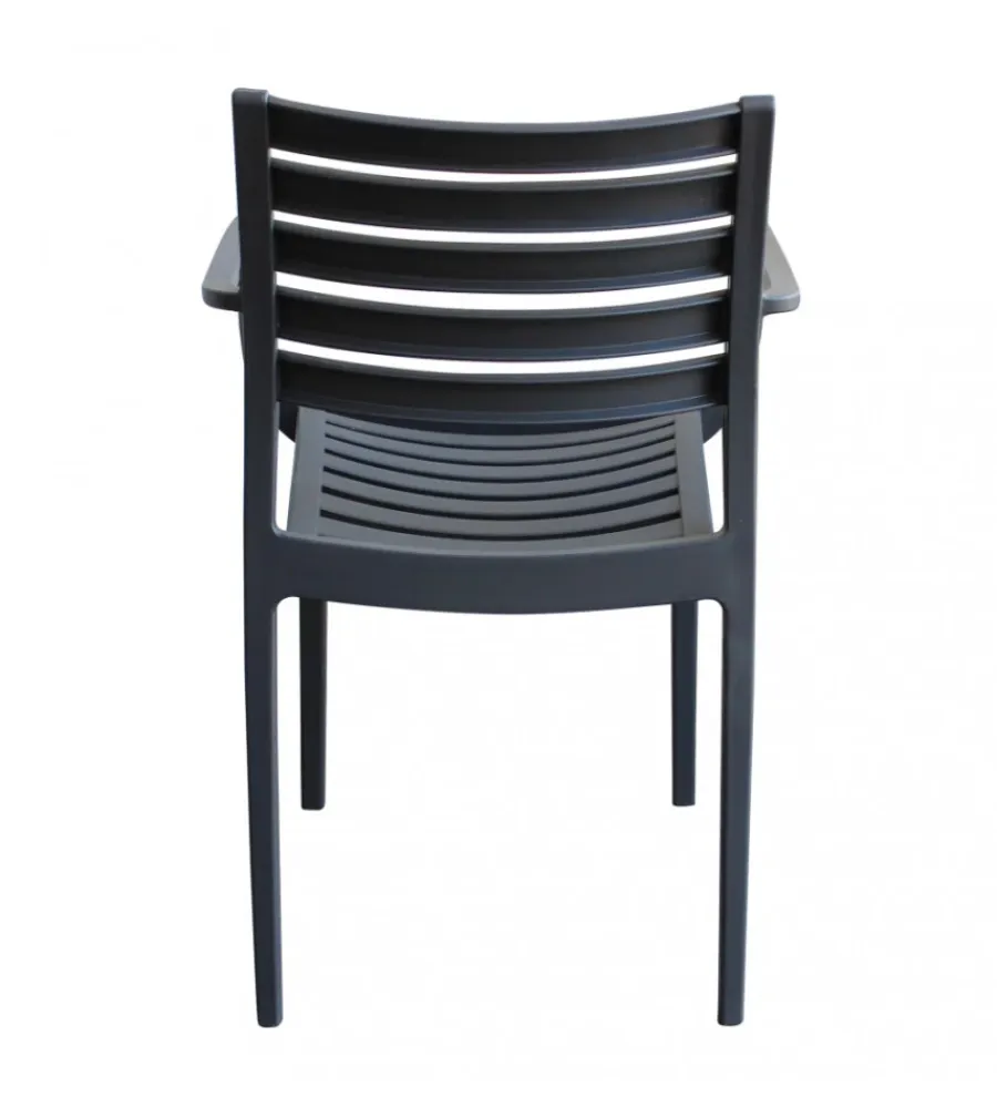 Mobili Da Giardino E Accessori- Sedia da esterno impilabile elica garden "eveline" in polipropilene antracite 58,5x55,2x84 cm