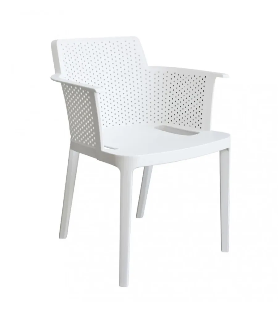 Mobili Da Giardino E Accessori- Sedia da esterno impilabile elica garden "cathy" in polipropilene bianco 60x58x76,5 cm