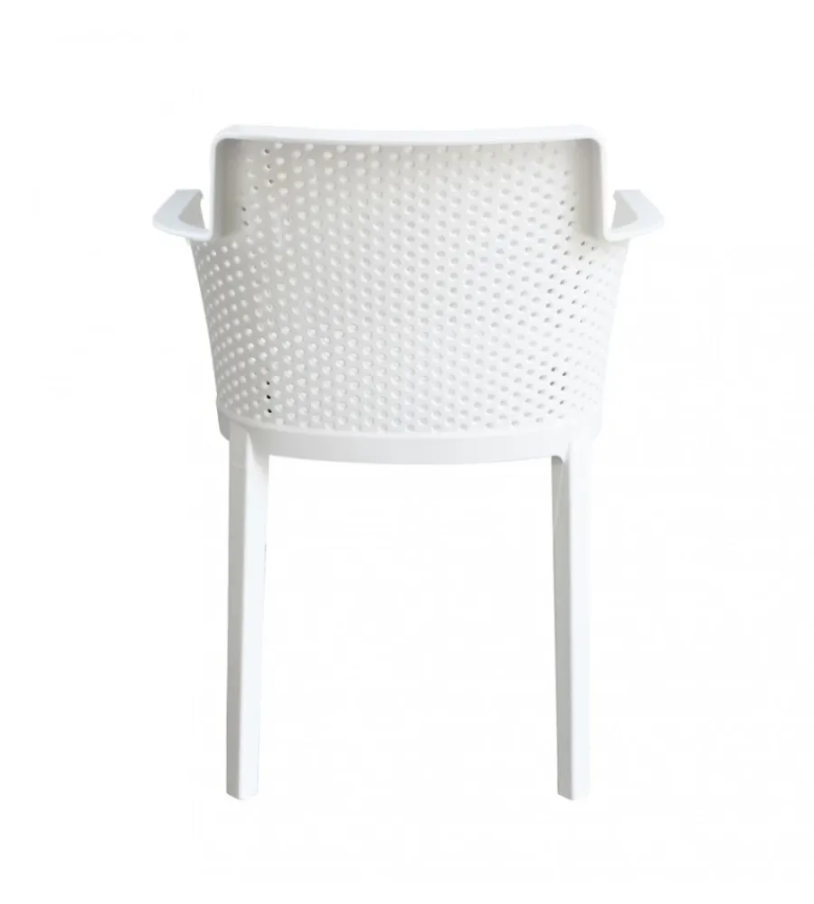 Mobili Da Giardino E Accessori- Sedia da esterno impilabile elica garden "cathy" in polipropilene bianco 60x58x76,5 cm