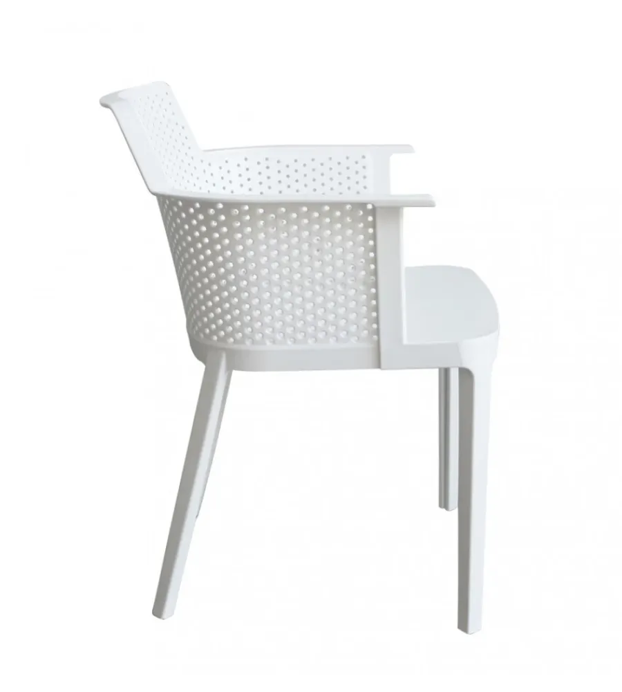 Mobili Da Giardino E Accessori- Sedia da esterno impilabile elica garden "cathy" in polipropilene bianco 60x58x76,5 cm