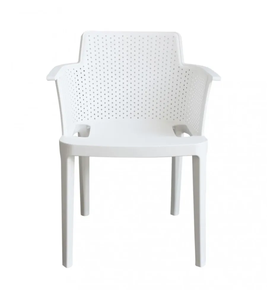 Mobili Da Giardino E Accessori- Sedia da esterno impilabile elica garden "cathy" in polipropilene bianco 60x58x76,5 cm