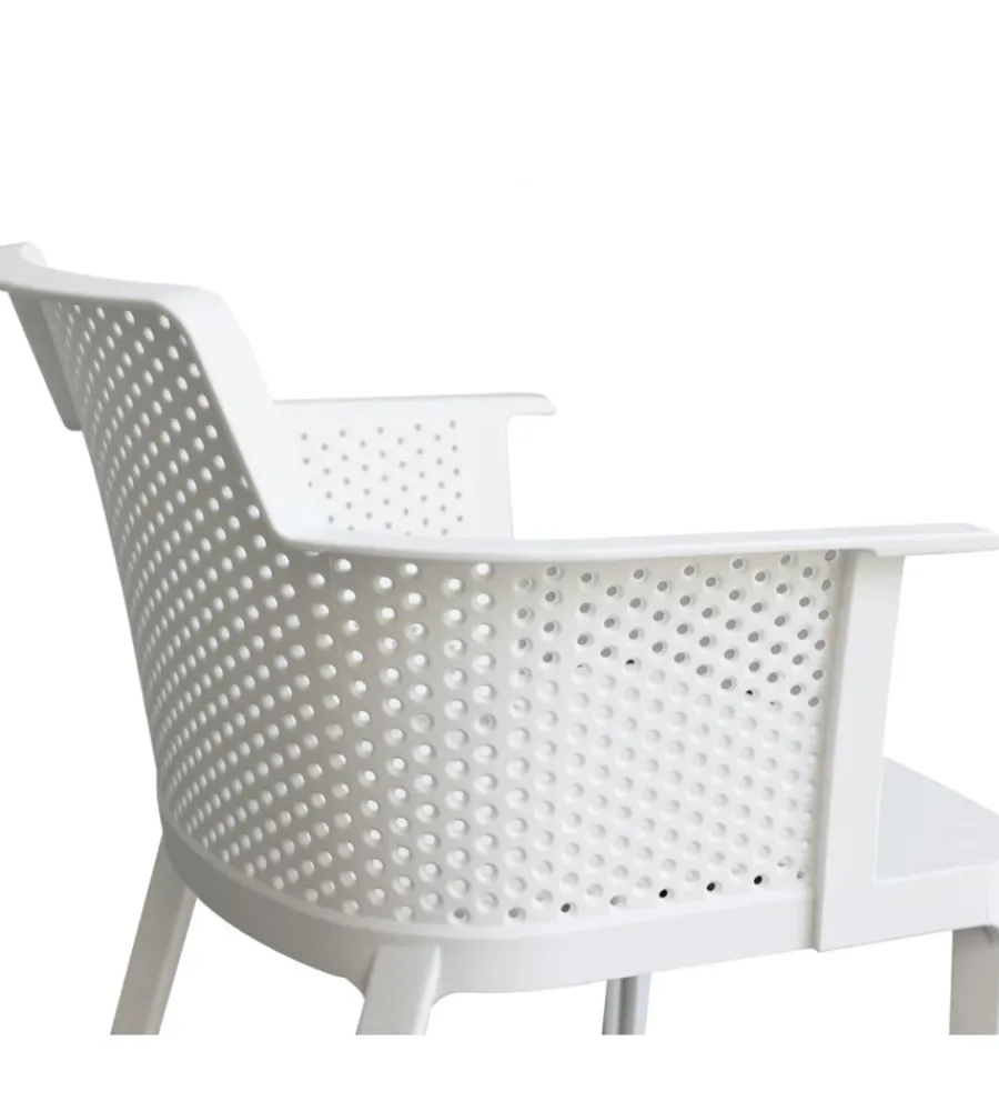 Mobili Da Giardino E Accessori- Sedia da esterno impilabile elica garden "cathy" in polipropilene bianco 60x58x76,5 cm