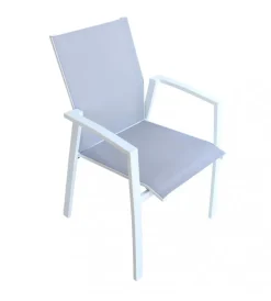 Outlet Sedia da esterno impilabile elica garden "maili" in alluminio bianco e grigio 57x61x89 cm Mobili Da Giardino E Accessori