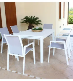 Outlet Sedia da esterno impilabile elica garden "maili" in alluminio bianco e grigio 57x61x89 cm Mobili Da Giardino E Accessori