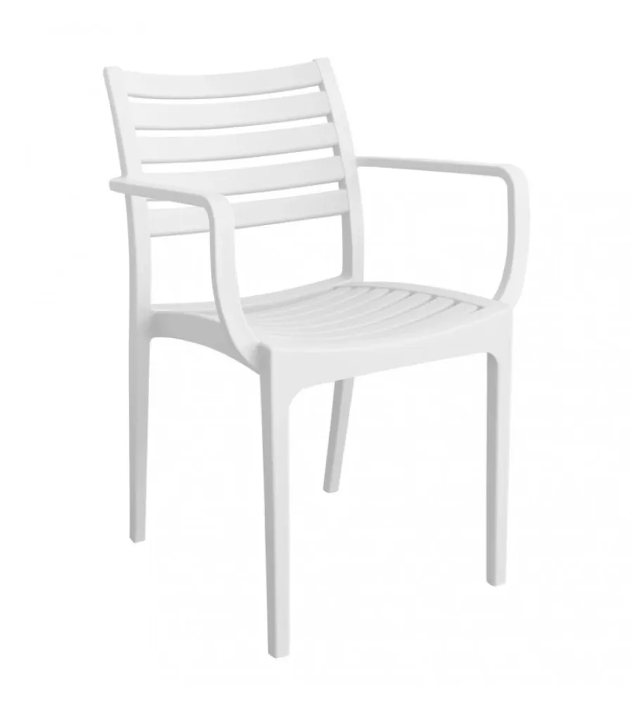 Mobili Da Giardino E Accessori- Sedia da esterno impilabile elica garden "eveline" in polipropilene bianco 58,5x55,2x84 cm