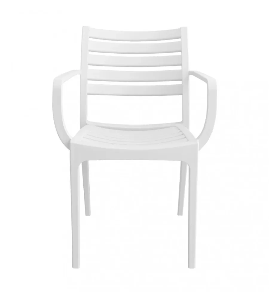 Mobili Da Giardino E Accessori- Sedia da esterno impilabile elica garden "eveline" in polipropilene bianco 58,5x55,2x84 cm
