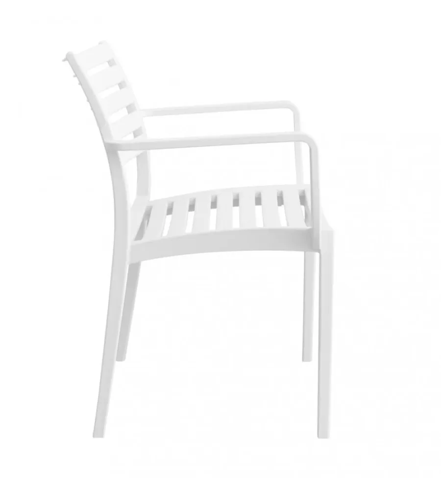 Mobili Da Giardino E Accessori- Sedia da esterno impilabile elica garden "eveline" in polipropilene bianco 58,5x55,2x84 cm