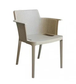 Mobili Da Giardino E Accessori- Sedia da esterno impilabile elica garden "cathy" in polipropilene tortora 60x58x76,5 cm