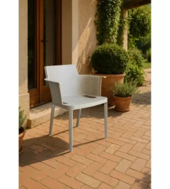 Mobili Da Giardino E Accessori- Sedia da esterno impilabile elica garden "cathy" in polipropilene tortora 60x58x76,5 cm