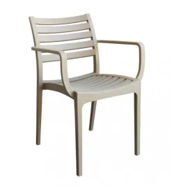 Mobili Da Giardino E Accessori- Sedia da esterno impilabile elica garden "eveline" in polipropilene tortora 58,5x55,2x84 cm