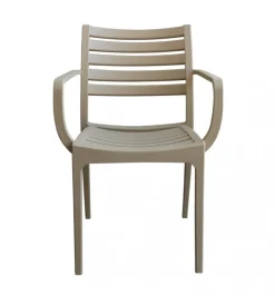 Mobili Da Giardino E Accessori- Sedia da esterno impilabile elica garden "eveline" in polipropilene tortora 58,5x55,2x84 cm