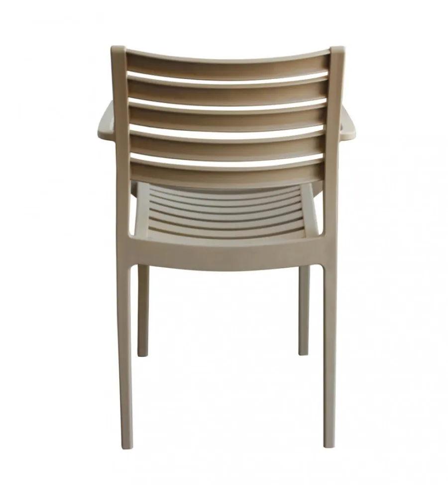 Mobili Da Giardino E Accessori- Sedia da esterno impilabile elica garden "eveline" in polipropilene tortora 58,5x55,2x84 cm