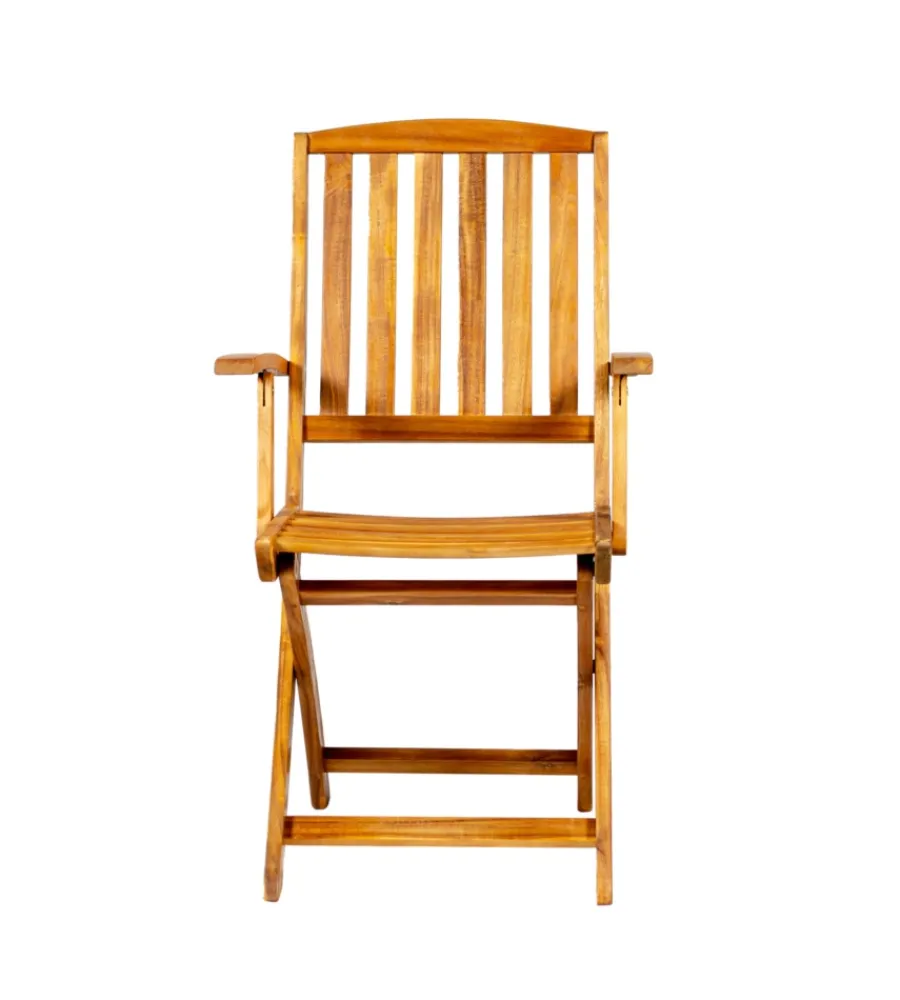 Mobili Da Giardino E Accessori-EuroGarden Sedia da esterno pieghevole con braccioli "navis" in legno di acacia 56x53,5x96 cm