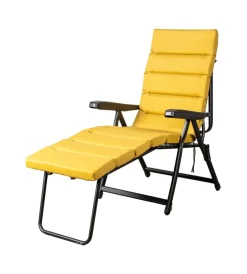 Outlet Sedia da esterno pieghevole reclinabile "bomber sicilia" in tessuto ocra 122x60x61 cm Mobili Da Giardino E Accessori