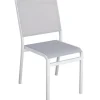 Mobili Da Giardino E Accessori- Sedia da esterno solaria "pola" impilabile in alluminio bianco e grigio chiaro 46x59x86 cm