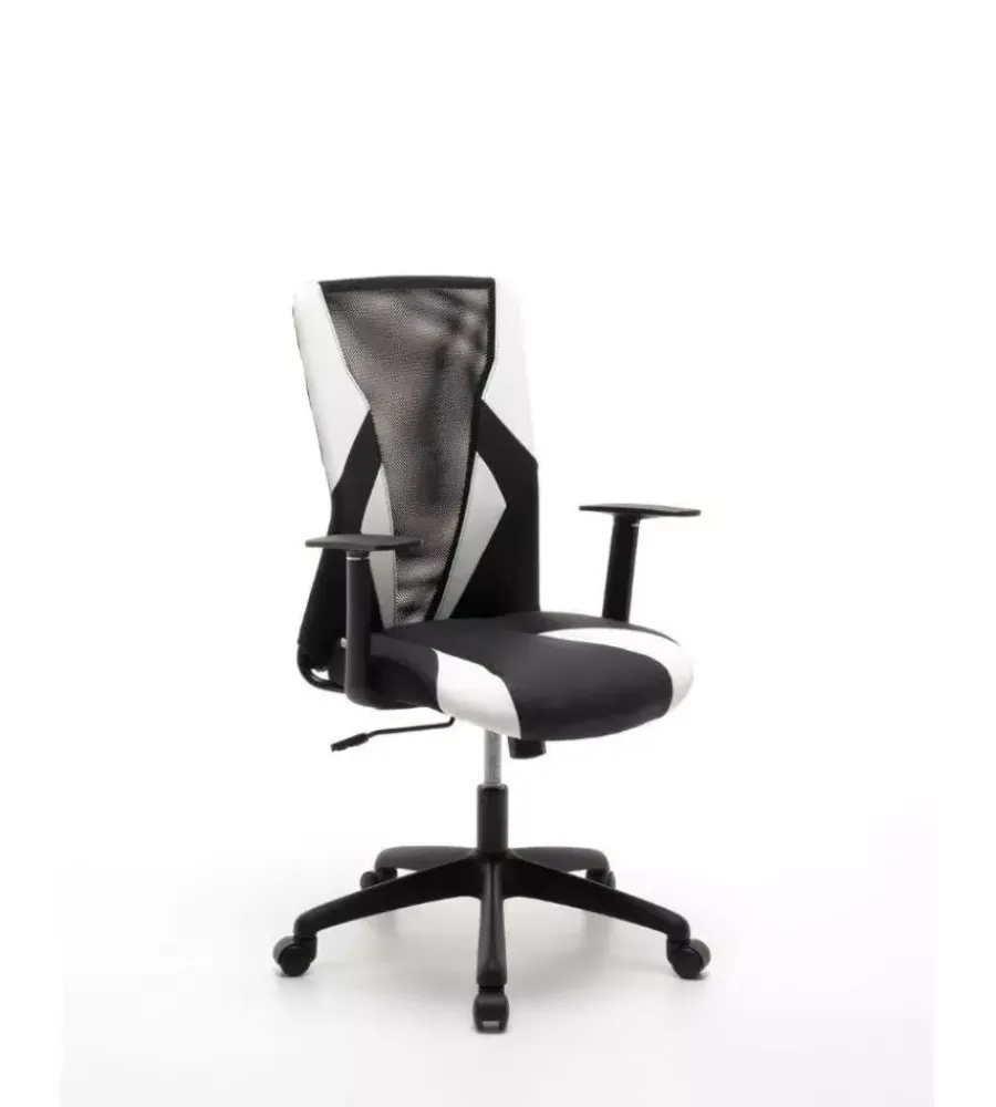 Sedie Ufficio- Sedia da gaming bianca e nera, 54x62x95 cm