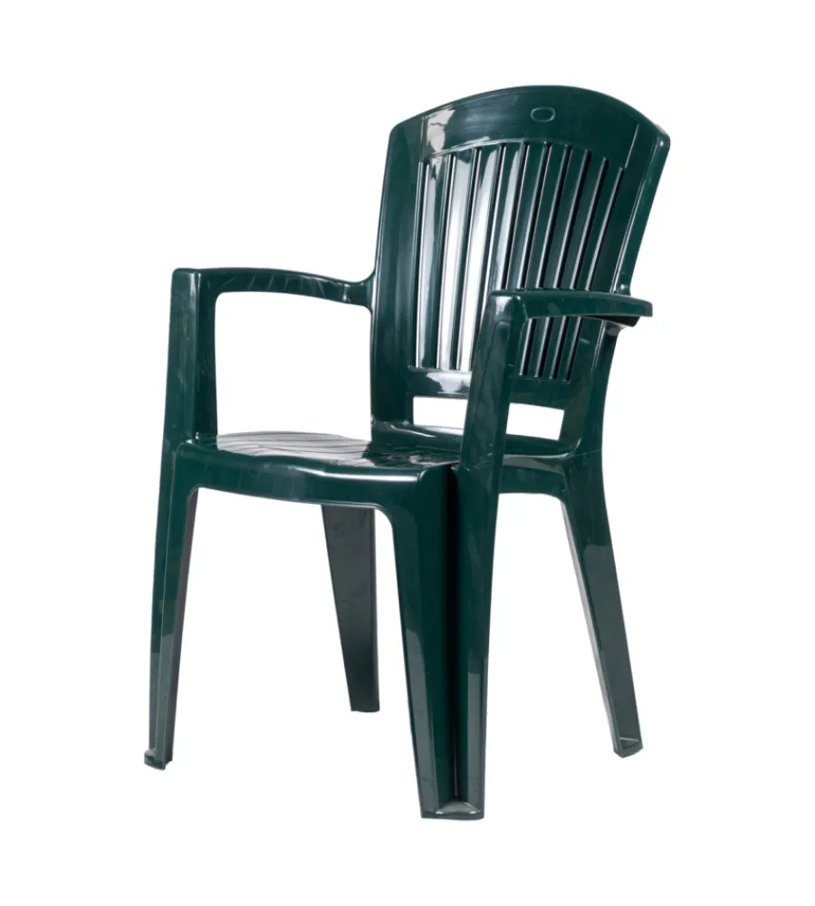 Mobili Da Giardino E Accessori- Sedia da giardino con schienale medio "comfort vega" in polipropilene verde 58x61x90 cm