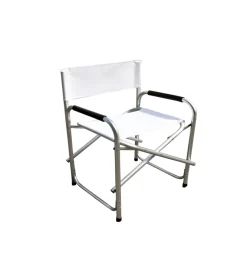Campeggio|Sedia da giardino essenza "regista" in alluminio e pvc bianca 47x57x79 cm