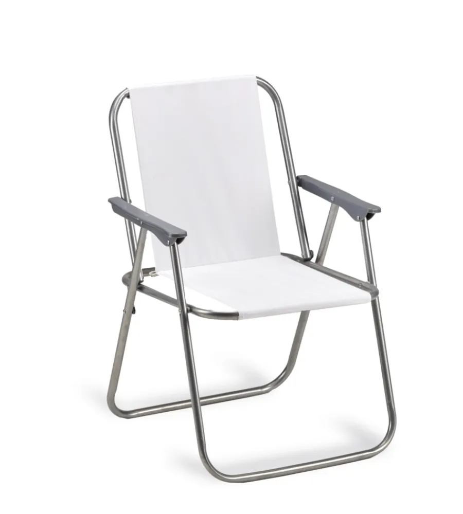 Clearance Sedia da giardino essenza "relax" in acciaio e pvc bianca 53x47x76 cm Mobili Da Giardino E Accessori