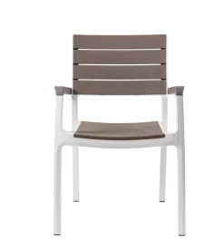 Mobili Da Giardino E Accessori-Keter Sedia da giardino "harmony" in polipropilene colore bianco e cappuccino, 59x60x86 cm