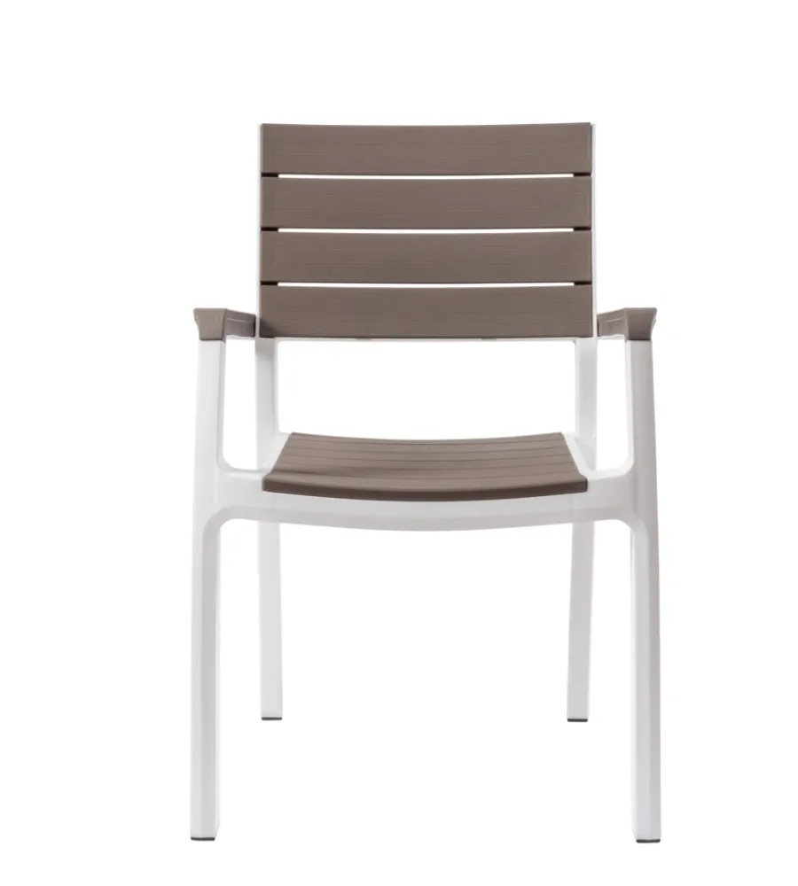 Mobili Da Giardino E Accessori-Keter Sedia da giardino "harmony" in polipropilene colore bianco e cappuccino, 59x60x86 cm